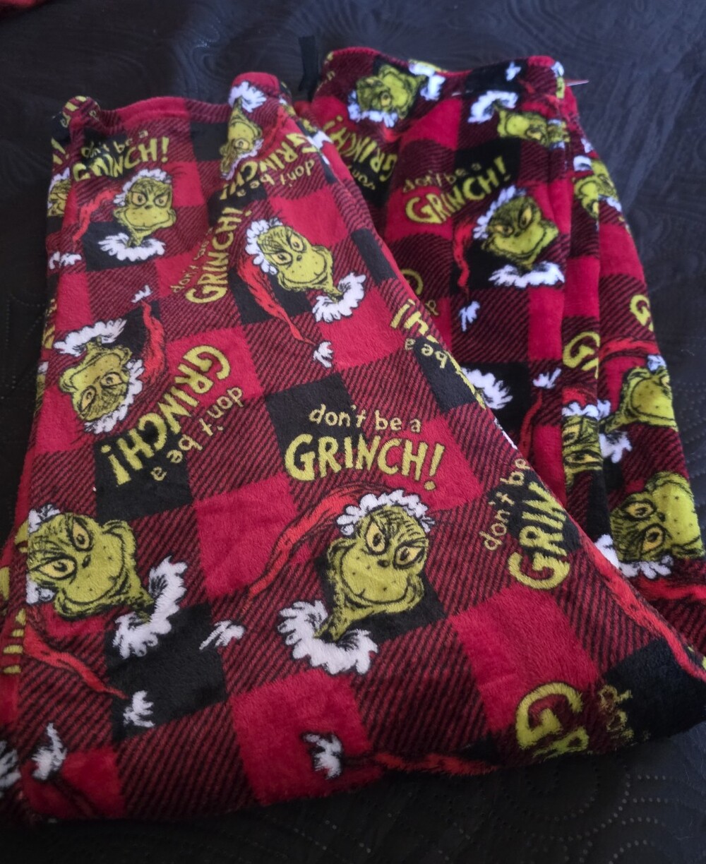 The Grinch Red & Black Plaid Fleece Pajama Pants
